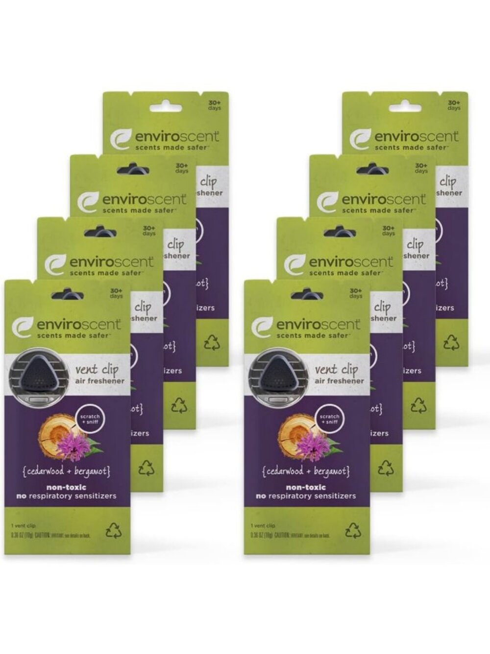 Non-Toxic Car Vent Clip Air Fresheners, 8 Pack - Eco-Friendly Auto Odor